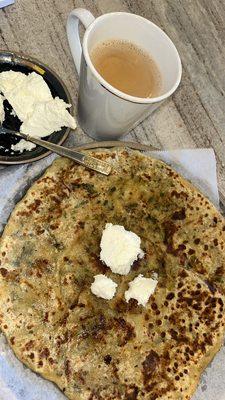 Aloo paratha with masala chai