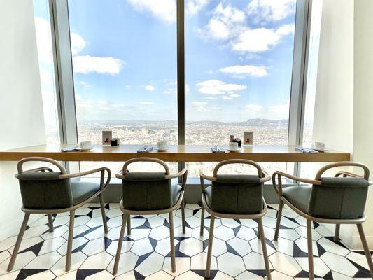 Amazing counter seating overlooking the view of LA.