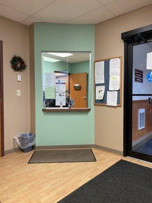 Front reception desk with Heather.