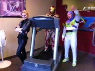 Halloween 2013.  Our Clients chose our costumes! Sarah is Sandy from grease, Mikey as Iron Man, Zach as Buzz Light Year!