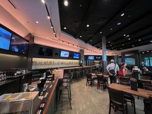 Looking down the bar toward the tap wall