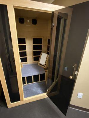 Relax your stress away in our private infrared sauna booth.  Great before a massage or a standalone service.