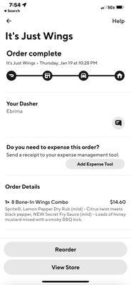 Door dash receipt