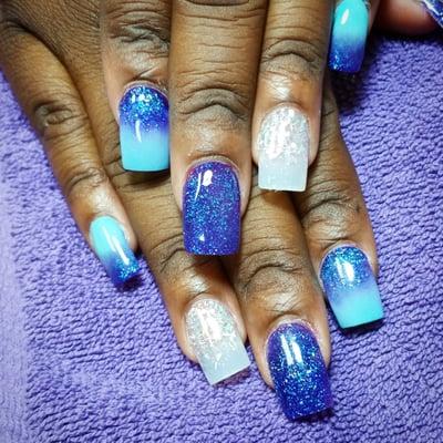 All powder. No polish. This ombre square set is done by Tammy. Reg price 45.00. 5$ off if you help give a review on yelp after your service.