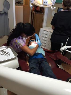 Getting his teeth cleaned before the dr can take a look ;P she was awesome as well! Look how relaxed he is and he was SO nervous