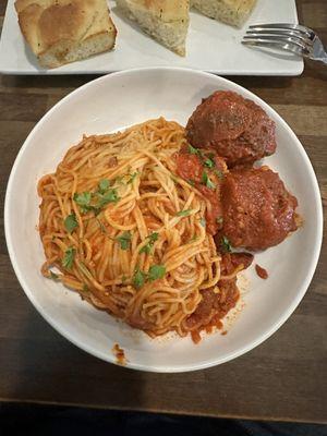 Angel hair and meatballs