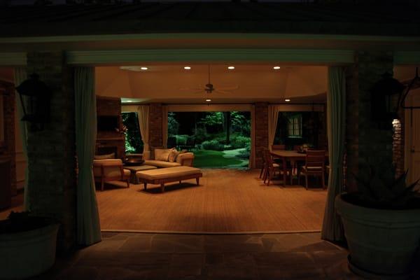 Here we bring the outdoors in with a creative lighting design.