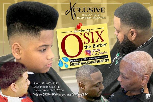 Book your next appointment with O'SIX the barber!