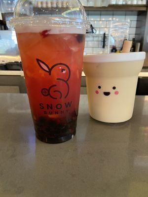 Strawberry Peach Boba Tea! SUPER DELICIOUS!