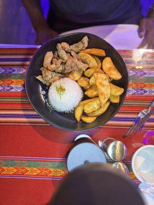 Chicken Stirfry with potato wedges