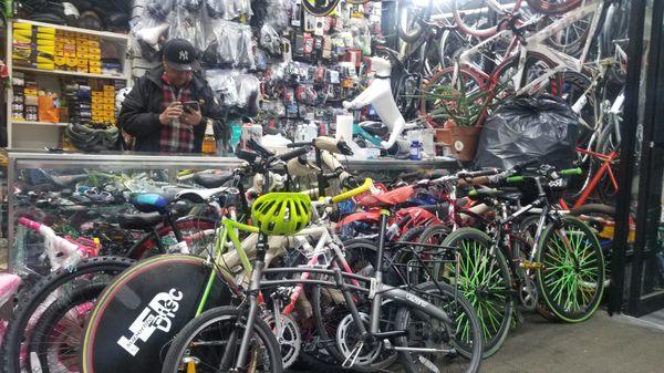 There is a high selection of new and used bikes.