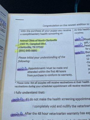 My proof of make an appointment within 48 hrs which I did and now being charged full price for check up that should have been covered.