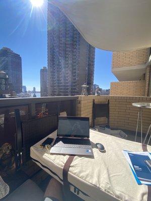 Make-shift balcony-office