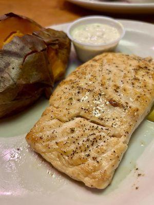 Grilled salmon dinner