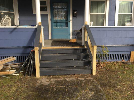 finished stairs with trex decking