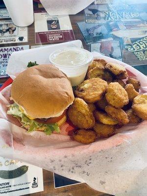 Regular Cheeseburger and Fried Squash (highly recommend both!)