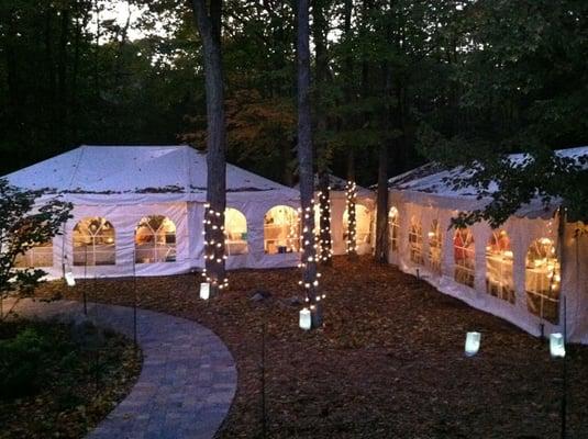 L-shaped tents to fit around the trees.