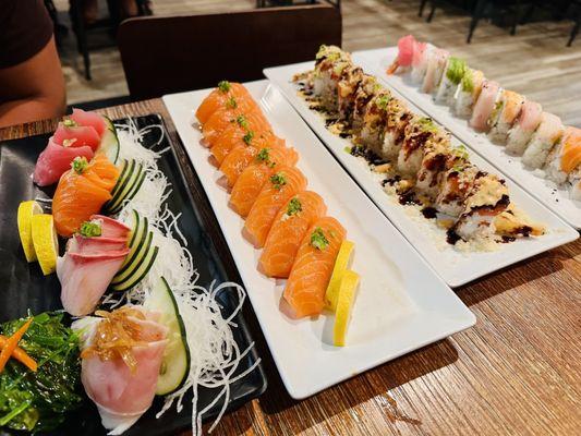 Sashimi, Nigiris, Special Hawaiian, and Deluxe Rainbow