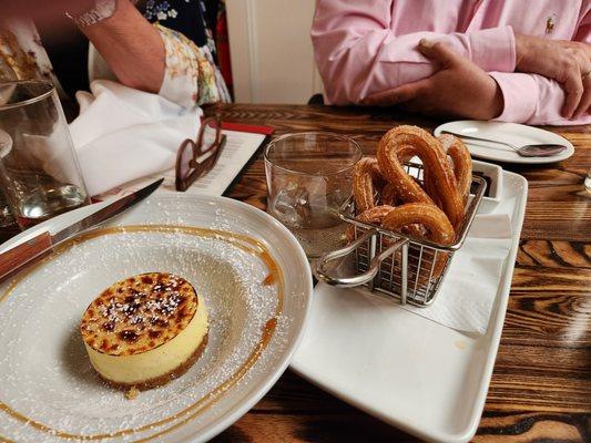 ...churros and creme brûlée cheesecake