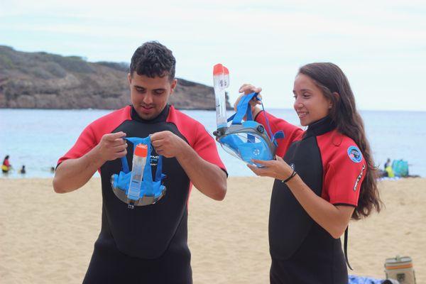 Using the Airtime Water Time Floaters Suits. Floatation sensation! Save the reef!