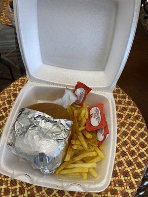 Cheeseburger and fries