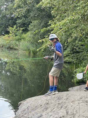 Fishing illegally is prohibited and this was this kids reaction to being told the urban wildlife aren't meant to be touched or fed.