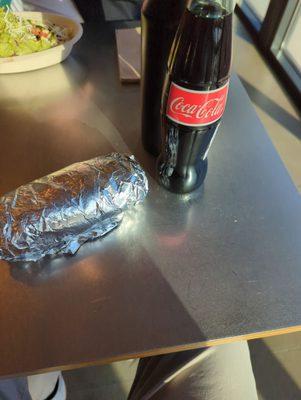 Mexican coke with veggie burrito