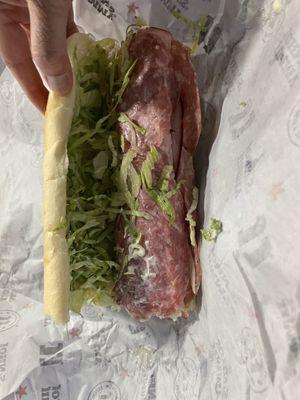 Half of the Italian Giant sandwich - bread is soft and ingredients are fresh