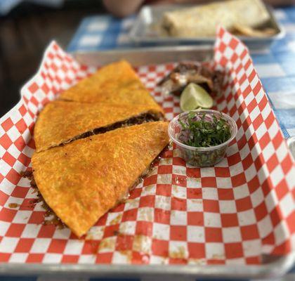 Birria Quesadilla (we ate 1 piece right away)