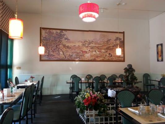 Side dining room (and yes, that's a goldfish pond in the middle of the room)