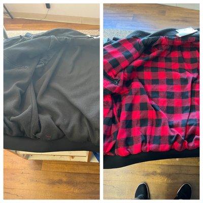 Re lined the jacket with flannel print