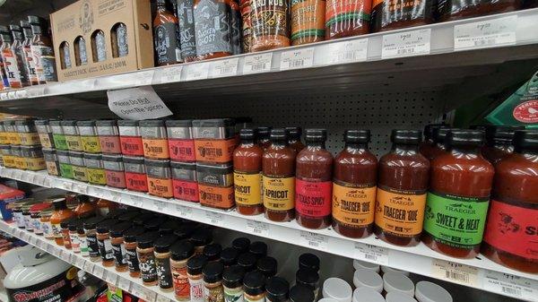 Best selection of Traeger Rubs and sauces I've seen in a store.