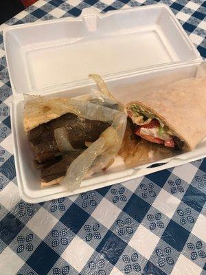 100% authentic gyro, lamb and beef.. with the cucumber sauce