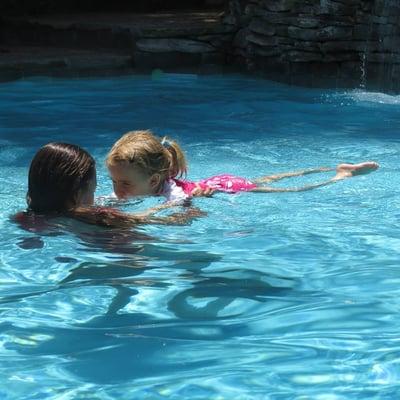 An Aquasafe Swim student during a private swim lesson.