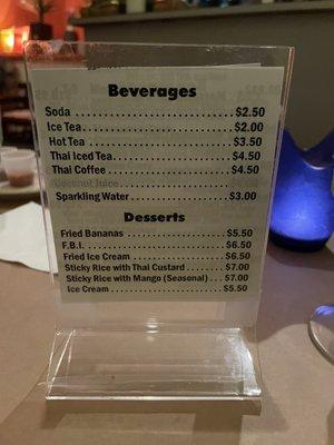 Drinks & Dessert Menu