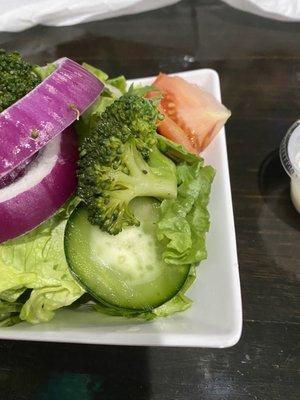 Steamed broccoli salad with frozen cucumbers