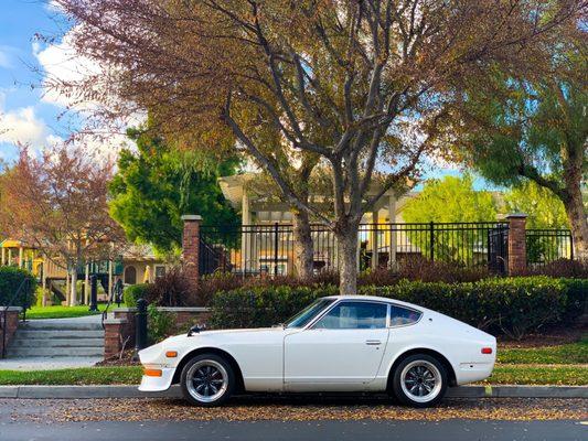 My 1973 240z LS1 build.   IG:  @datass.sun  Mike replicated a custom stainless steel brake hose for cheap!