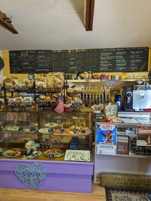 Menu and baked goods at the Coffee Cottage