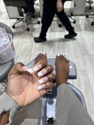 French tip acrylic and white toes