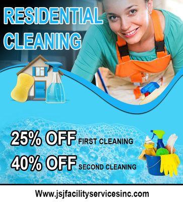 25% off the first cleaning...40% off the second cleaning!!