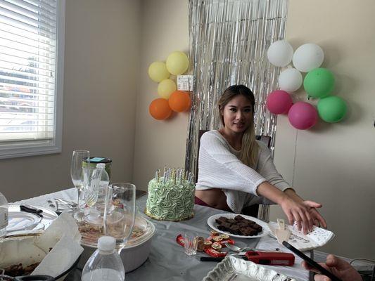 The Special Birthday Girl with her favorite Macha Cake!