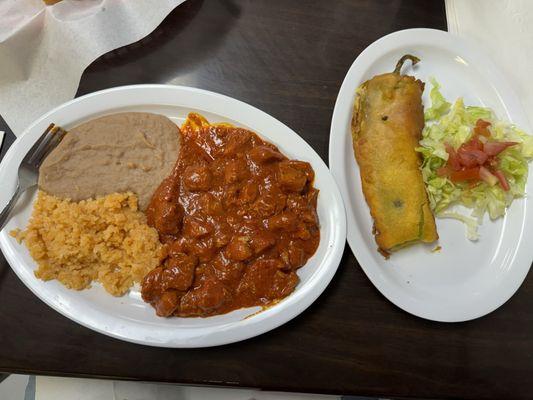 Pork Asada and a Chili Relleno