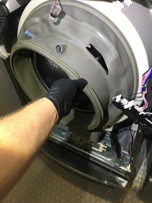 Front load washer repair,replaced front boot seal