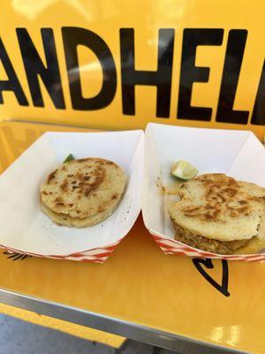 Arepa filled with chicharrón