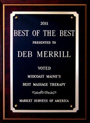 Awarded Best Massage Therapy in MidCoast Maine for 2011 and 2012.