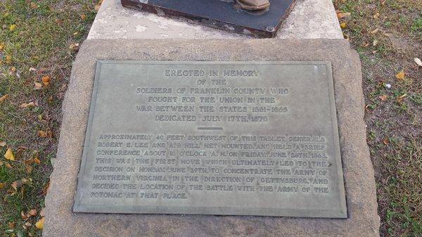 Memorial Fountain and Union Soldier Statue in downtown Chambersburg PA