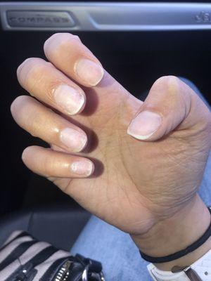 Right hand  (Filed down and shaped by the nail tech)