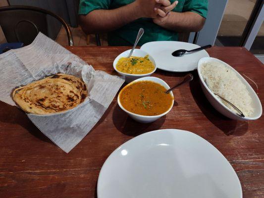 Dal bhakara,coconut paneer and parantha