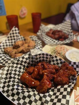 Sweet and spicy mixed fried chicken pieces