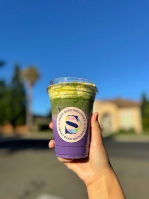 Ube Matcha with Egg Cream